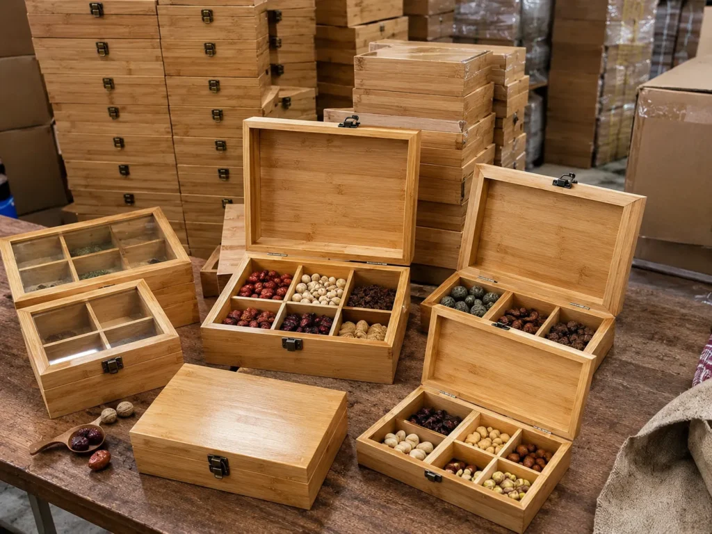 Finished custom bamboo boxes from Vietnam for OEM buyers