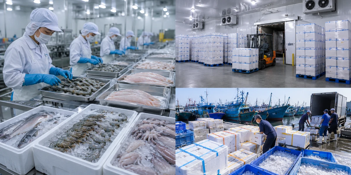 Vietnam seafood products cold chain packing and export support
